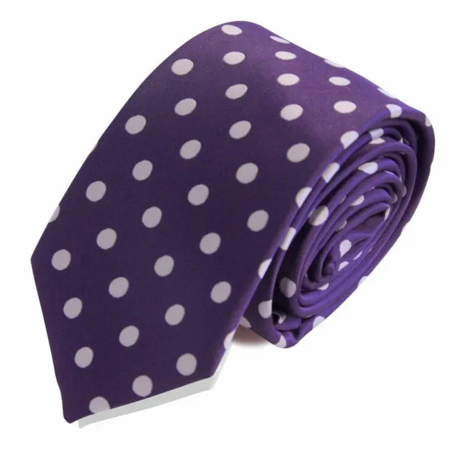 SpotLight Hosiery Men's Necktie,POLKA DOTS,Purple/White