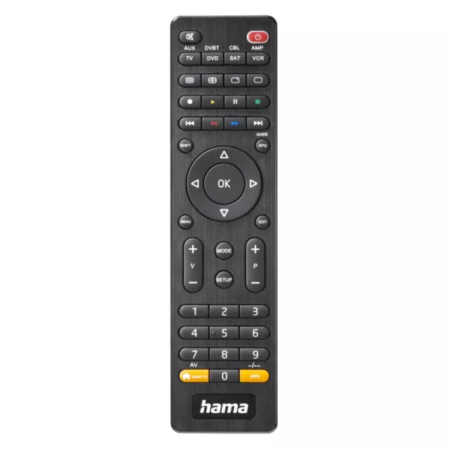 Hama Universal Fernbedienung 8in1 Ersatz passend für alle Geräte Smart TV m. LED