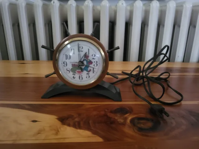 Vintage Popeye The Sailor Man Boat Ships Wheel Electric Desk Clock