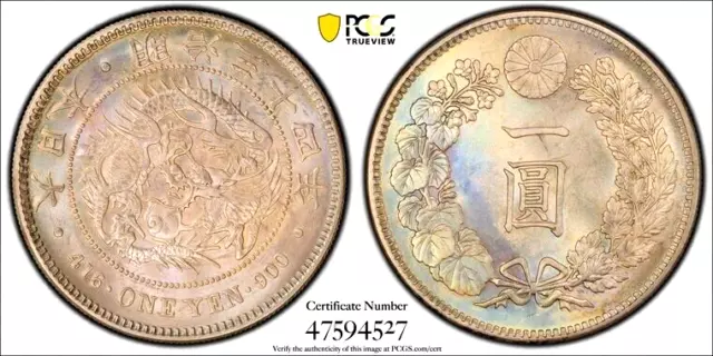 1901 Japan Yen Pcgs Ms64 Rainbow Toning