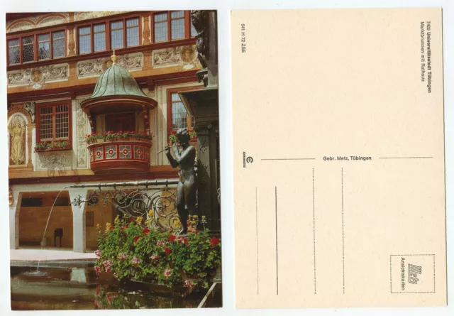 25602 - Tübingen - Marktbrunnen mit Rathaus - alte Ansichtskarte