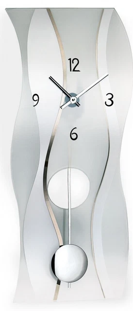 Horloge Murale AMS 7080/16 à Pendule - Mouvement Quartz - Bois Et Verre - Avec Boîte