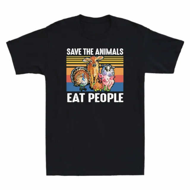 Vegetarian Eat T-Shirt Animals Vintage The Vegan Sleeve Short Men's Save People