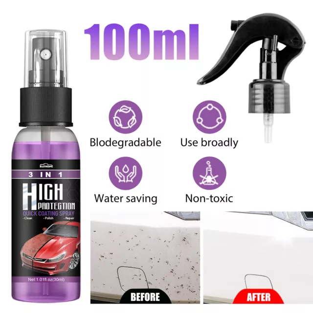 100ML High Protection 3 in 1 Quick Car Coat Ceramic Coating Spray  Hydrophobic US