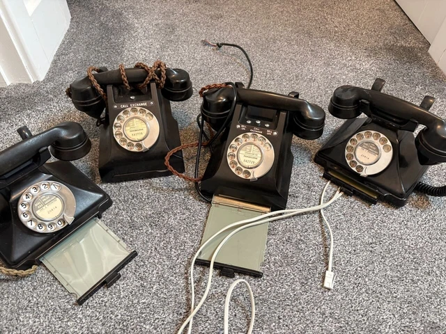 SET OF 4 vintage GPO Bakelite telephones, various models, untested. £42 ...
