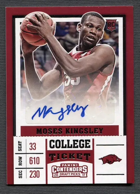 2017-18  Panini Contenders Draft Picks College Ticket #98 Moses Kinglsey Auto