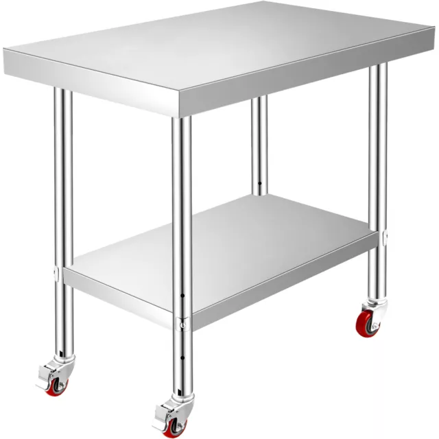 VEVOR Commercial Worktable Workstation Stainless Steel Work Prep Table 2 Layers