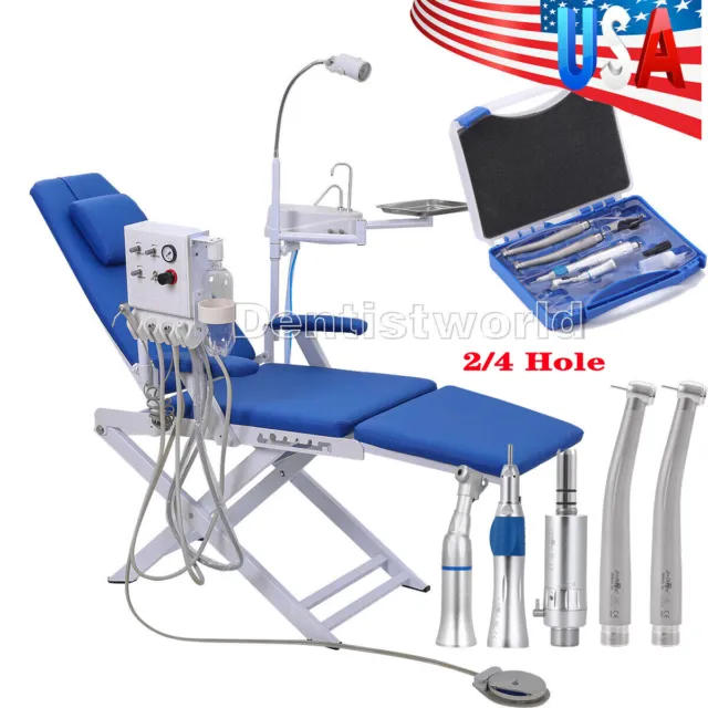 Dental Portable Folding Mobile Chair Unit Air Turbine Led Light/ Handpiece Kit