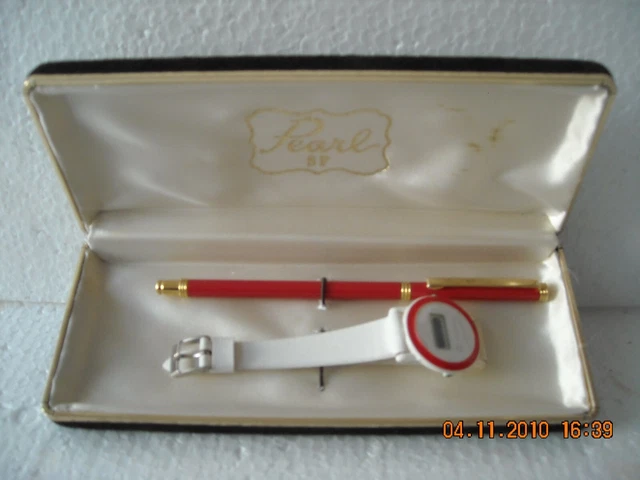 Parure 2 Pz Bianco Rossi Couvette "Pearl" Anni '80