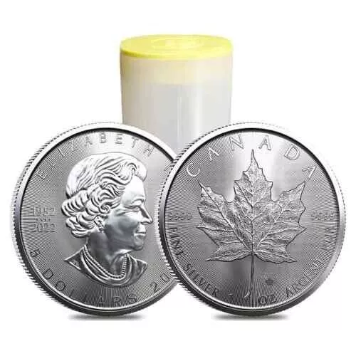 2023 1 Oz Canadian Silver Maple Leaf Coin .9999 Fine (Roll of 25) New, BU!