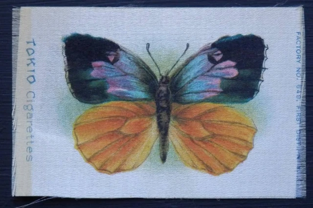 BUTTERFLIES and MOTHS Set 2Aa Blue American Tobacco SILK issued c1910 TOP GRADE