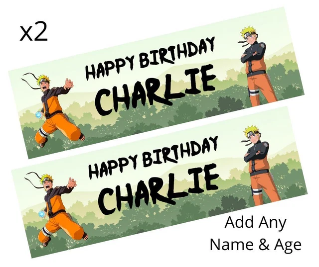 2 X PERSONALISED NARUTO Birthday Banners LARGE Kids Party ANIME Poster ...