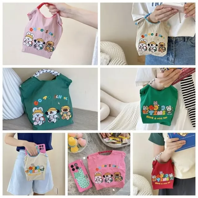 Polyester Embroidery Canvas Bag Cartoon Makeup Bag New Cute Coin Purse