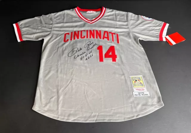 Pete Rose Signed Cincinnati Reds Jersey 'Charlie Hustle''Hit King''4256' PSA