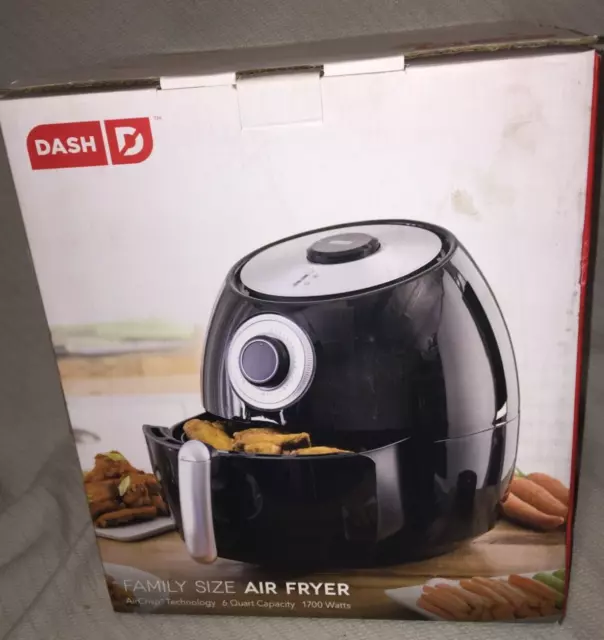 DASH 6 QUART Nonstick Family Size Air Fryer Healthy Fried Food Black