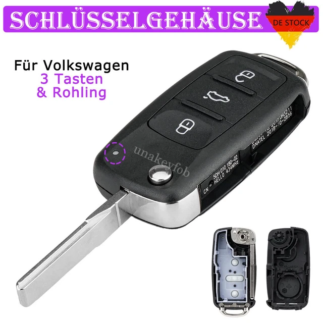 Ersatzgehäuse Für VW Klappschlüssel 3-Tasten Mit Klinge