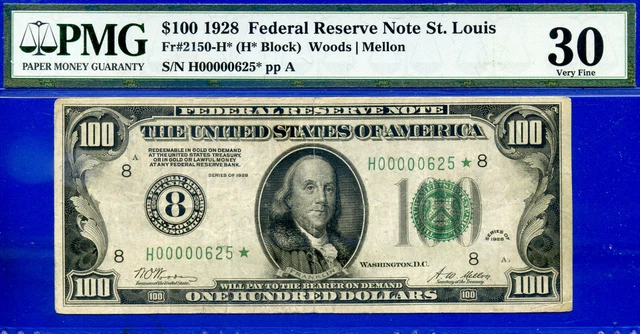 Near TOP POP✅ 1928 $100 FRN (( 4th Finest 🔴 00000625 )) PMG 30 # St. Louis STAR