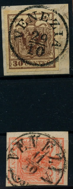 LOMBARDEI-VENETIEN 1850 2Stk.Marke:-30C, und -15C, Verschiedene VENEZIA