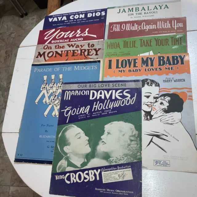 Lot of 9 Pieces Of Vintage Sheet Music -Bing Crosby, Jo Stanford, Teresa Brewer