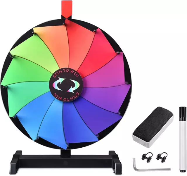 Winspin 15" Tabletop Color Prize Wheel 12 Slots Heavy Duty Editable Fortune Spin