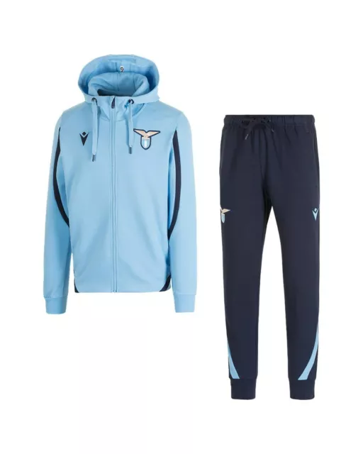 Mn35 Macron Ss Lazio Tuta Felpa Con Cappuccio Cotone Garzato Interlock Primavera