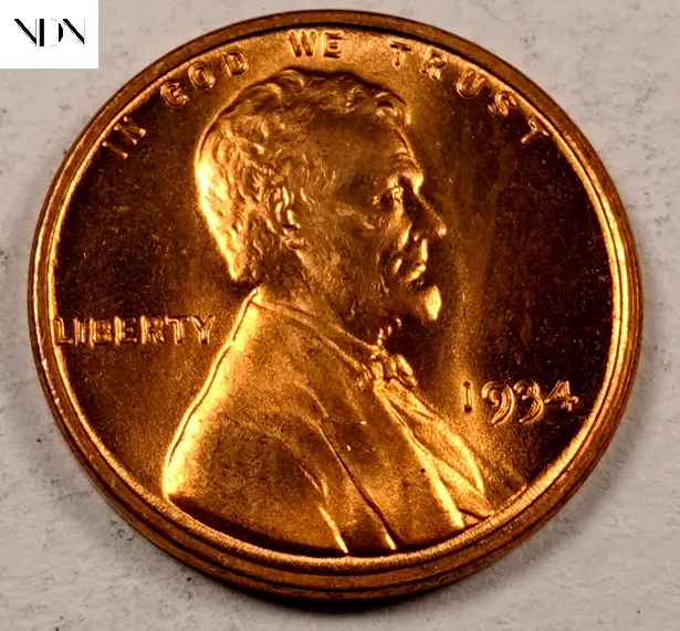 1934 Lincoln Wheat Penny Cent - Gem BU (red) - Better Date! #W491