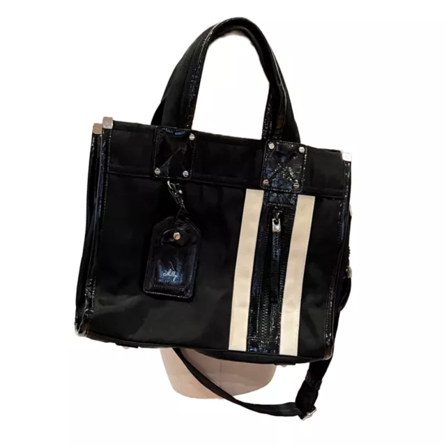 Milly Black Collins Tote Canvas Patent Leather