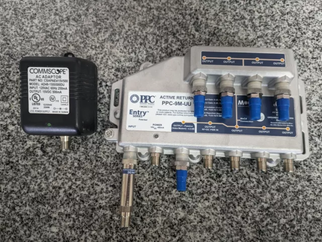 PPC Active Return Coax Signal Amplifier Model PPC-9M-UU - w/Power Supply - Used