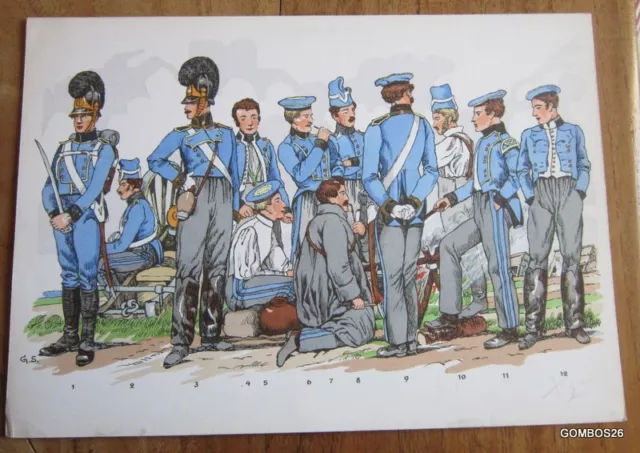 Planche Uniforme Schäfer / Prusse - Artillerie  Du Wurtemberg  Russie 1812