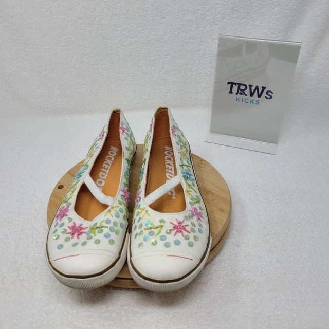 Rocket Dog Womens Slip On Shoes Multicolor Canvas Sequin Floral Round Toe 10