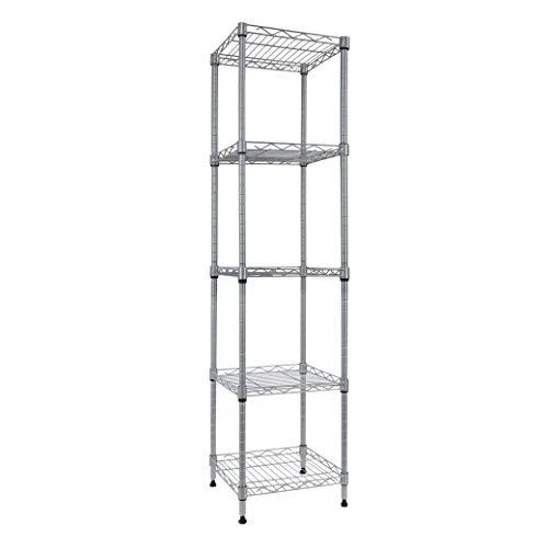 5 Tier Standing Shelving Metal Units Adjustable Height Wire Shelf Display Rack F