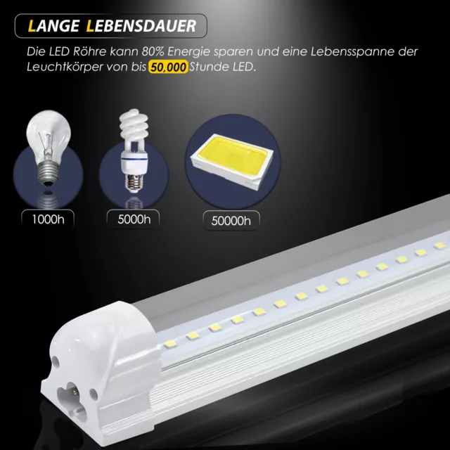 LED Röhre 150cm Leuchtstoffröhre komplett Set mit Fassung T8 Lichtleiste Lampe 2