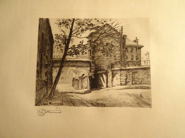 Henri TOUSSAINT (1849-1911) GRANDE EAU FORTE VIEUX PARIS HOTEL DIEU ILE CITE