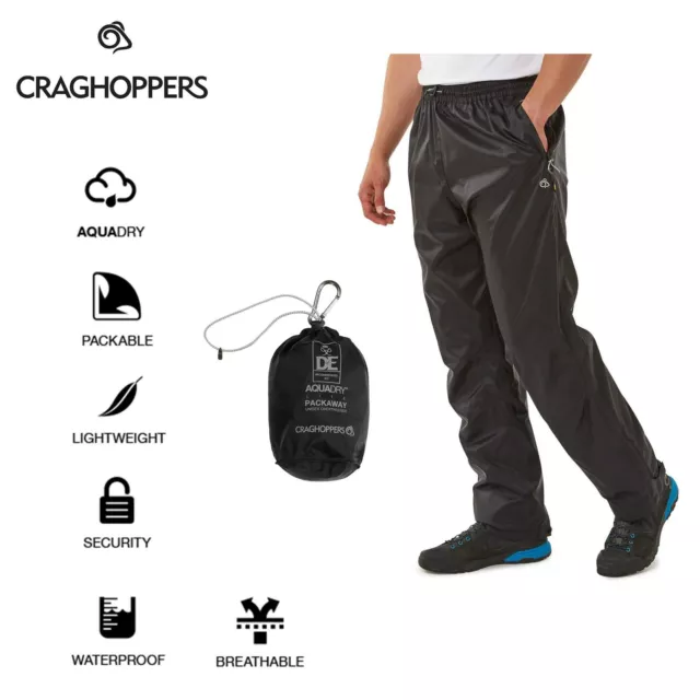 Craghoppers Unisex Ascent Waterproof Packable Over Trousers Zip Mens Womens