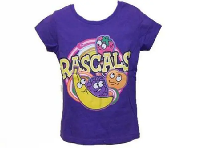 New Double Bubble "RASCALS" Candy Kids Girls Sizes 4-5-6-6X Purple Glitter Shirt