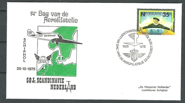SCHIPHOL 50eme ANNIVERSAIRE SCANDINAVIE PAYS-BAS 1925-1975 REGARDEZ SCANS