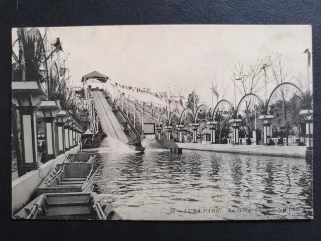 CP Ancienne PARIS LUNA PARK Parc d'Attractions Manège Foire "Le WATER CHUTE"