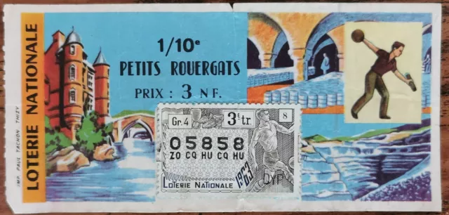 Billet de loterie nationale 1963 3e tr Gr4 - 1/10 - PETITS ROUERGATS - Football