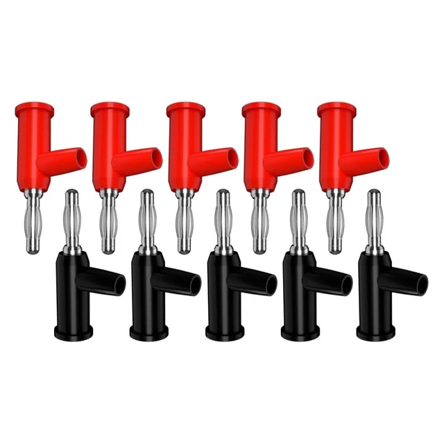 Connecteurs Bornes Haut-parleur Plaqué Or 4mm - Lot De 4 (2 Rouge, 2 Noir) Pour Ampli Ou Enceinte