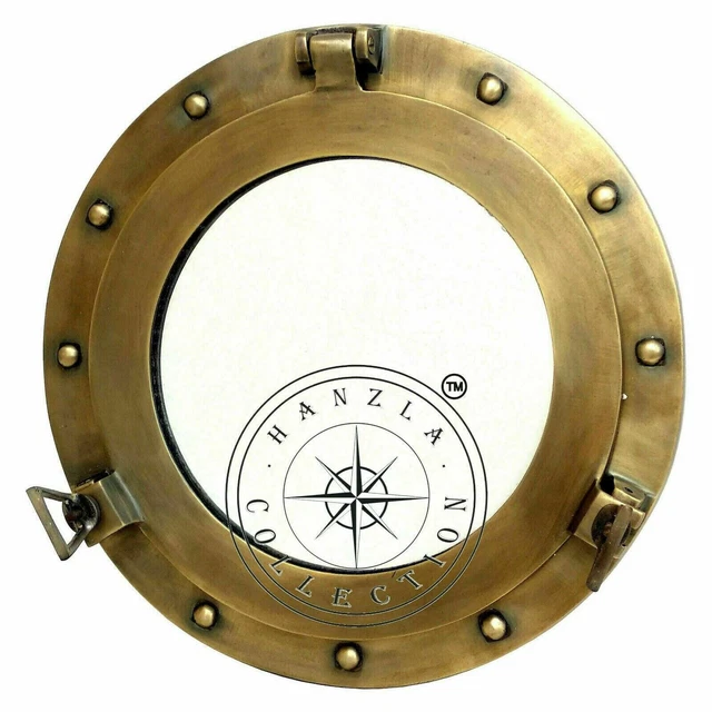 Miroir Rond Style Hublot Maritime 12 Pouces - Laiton - Fait Main En Inde - Déco Marine