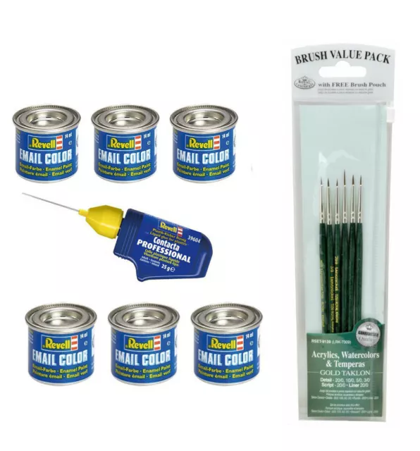 Revell Enamel Paints,  Glue and Fine Detail Brushes. For Model Making