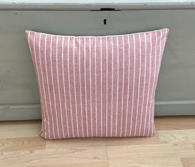 Hand made Decorative Imprint ticking Stripe Rose Pink cushion cover