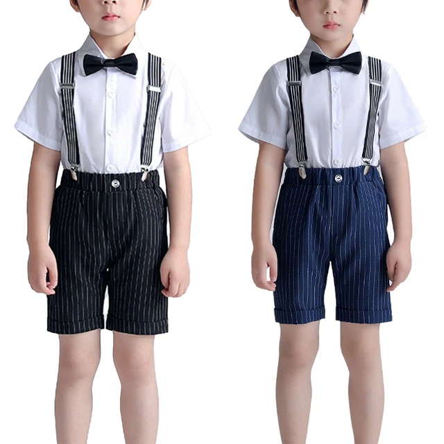 Baby Jungen Kurzarm T-Shirt Hemd + Shorts Kurze Hosen Gentleman Smoking Anzug