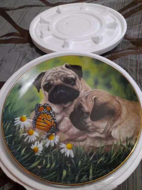 Retired Danbury Mint Pug Limited Edition Plate PUG-EYED by Simon Mendez
