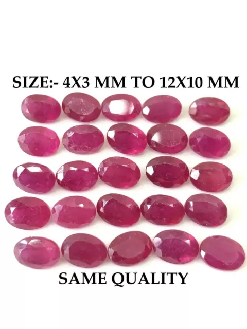 Medium Quality Ruby Oval Shape Cut Faceted Size 4x3mm-9x7mm Loose Gemstone