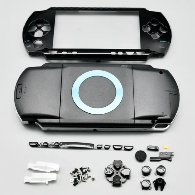 For PSP 1000 Replacement Housing Case Cover Shell Set with Buttons Black