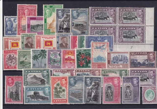 Ceylon. 1937-50 mint KGVI collection, highly complete, all different.(39 stamps)