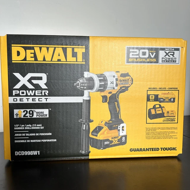 NEW DEWALT 20V Max XR Power Detect 1/2" Brushless Hammer Drill Set