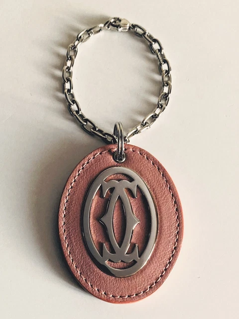 NEUF Bijou sac cuir CARTIER Keyring Leather Bag charm Leder Taschenanhänger NEW