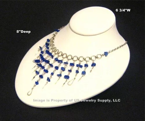 White Low Profile Lay Down Necklace Bust Display 6 3/4"W x 8"D x 3 1/2"H